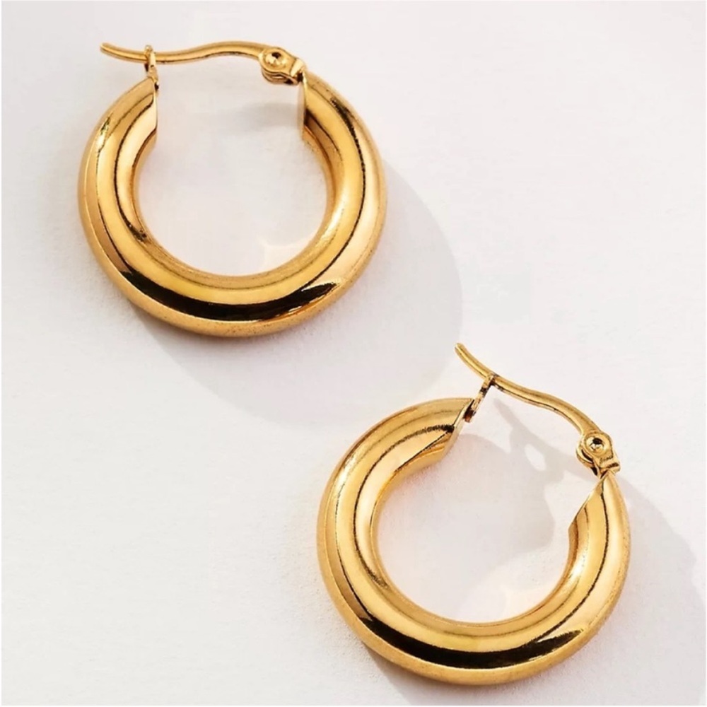 New! Classic Minimalist Gold Hoop Earrings (3041) NWOT